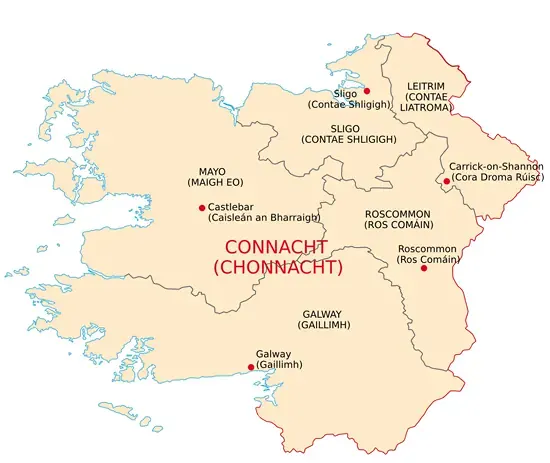 Landkarte Provinz Connacht in Irland