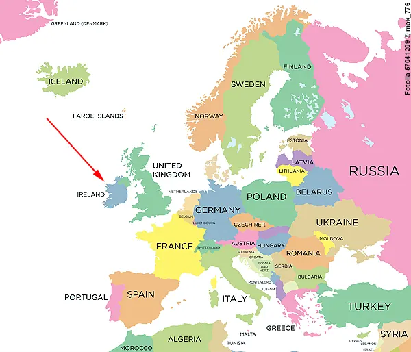 Landkarte von Europa - Irland und Nordirland