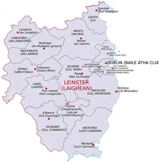Landkarte Provinz Leinster in Irland